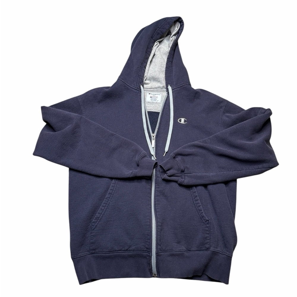 🏆 Champion Eco Authentic Zip‎ Hoodie 🔵 Classic Navy Full Zip Sweatshirt ✨